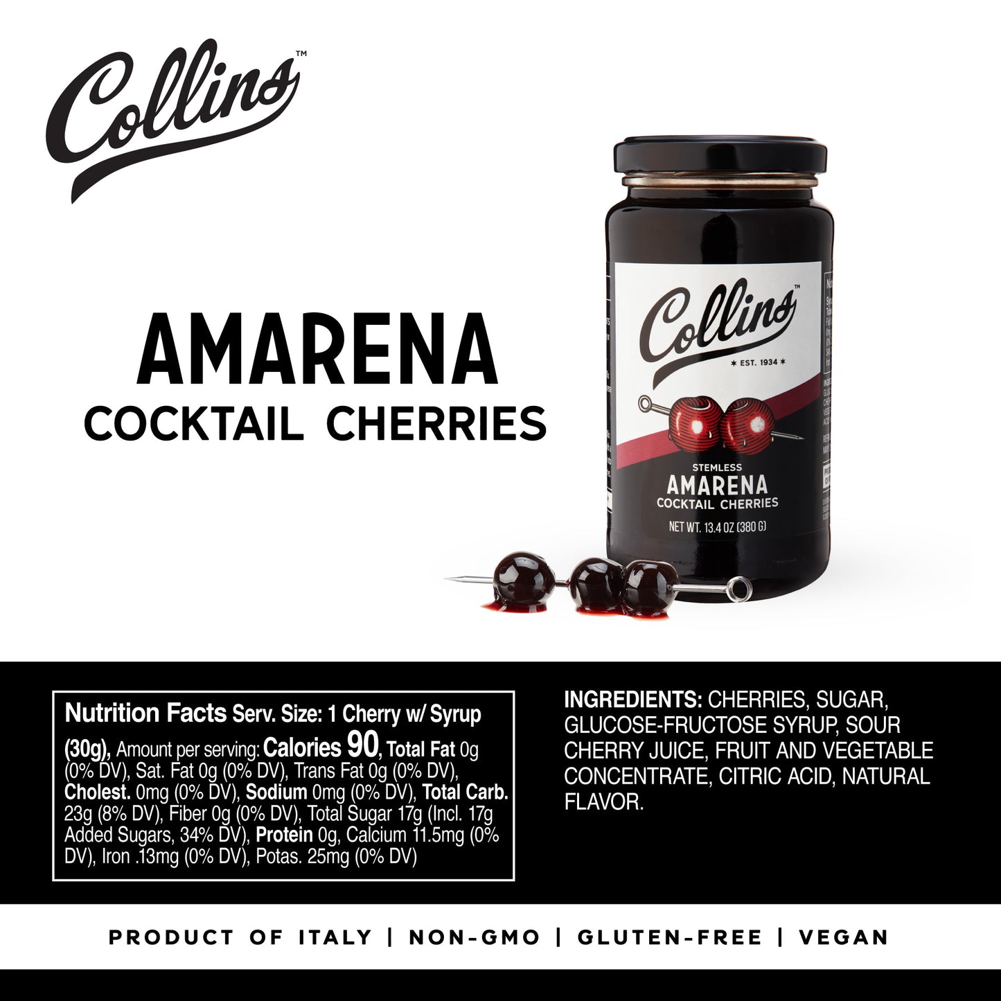 13.4 oz. Amarena Cherries - Pack of 6