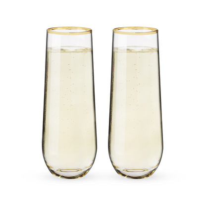 Gilded Stemless Champagne Flute Set by Twine