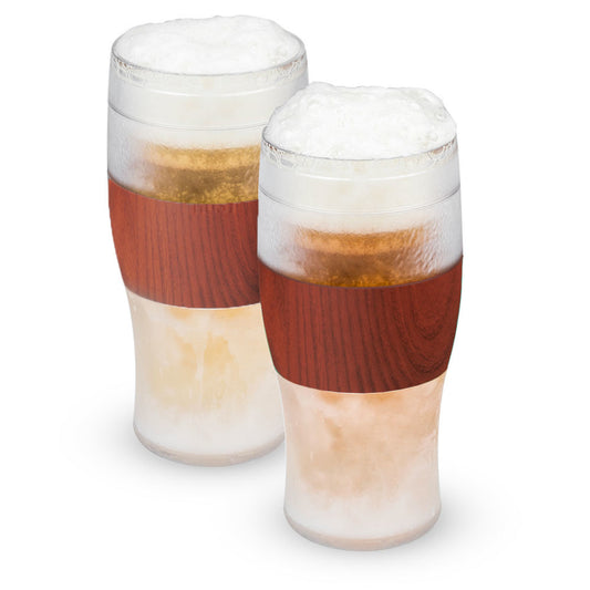 Beer FREEZEâ„¢ Cooling Cups (set of 2) in Wood by HOSTÂ®-0