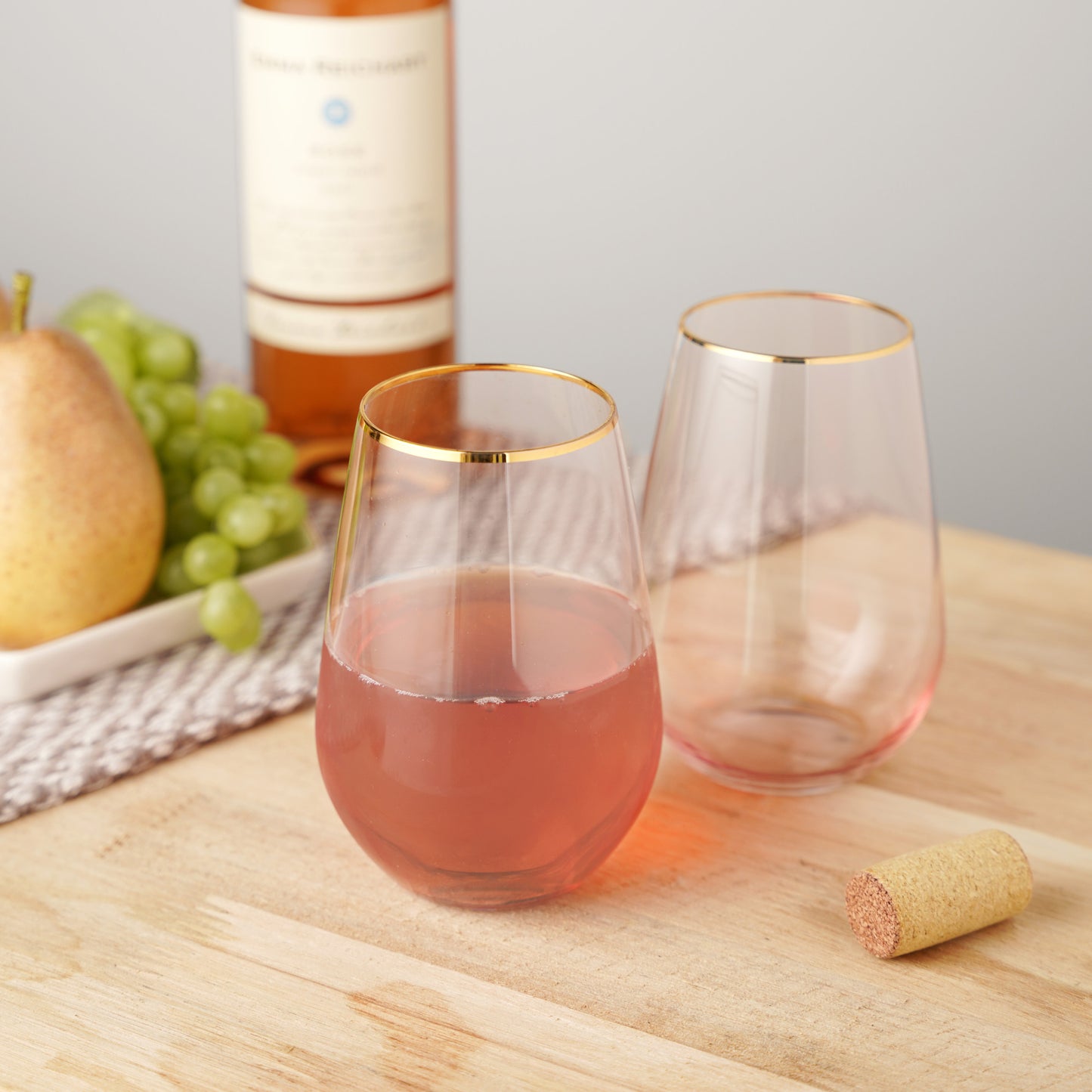 Rose 18 oz. Crystal Stemless Wine Glass Set of 4 by TwineÂ®