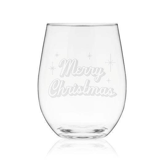 Merry Christmas Stemless Wine Glass