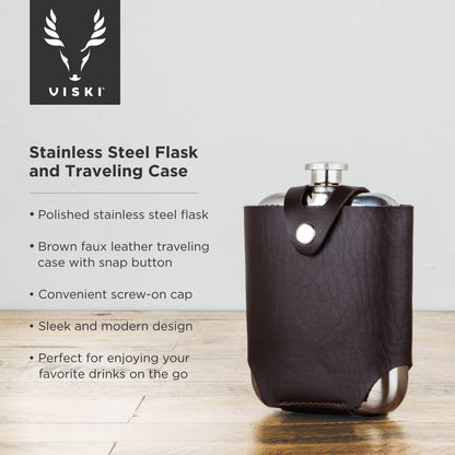 Stainless Steel Flask and Traveling Case