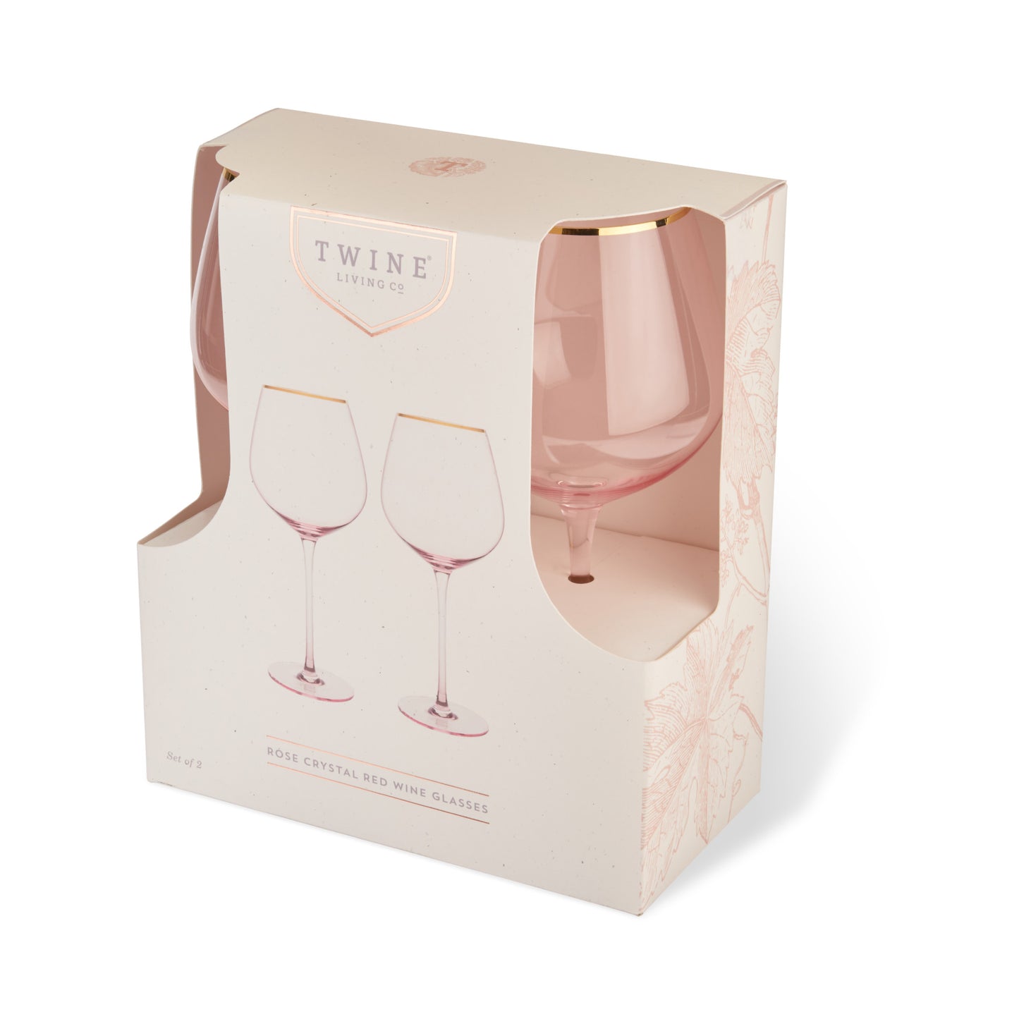 Rose Crystal Red Wine Glass Set by Twine®