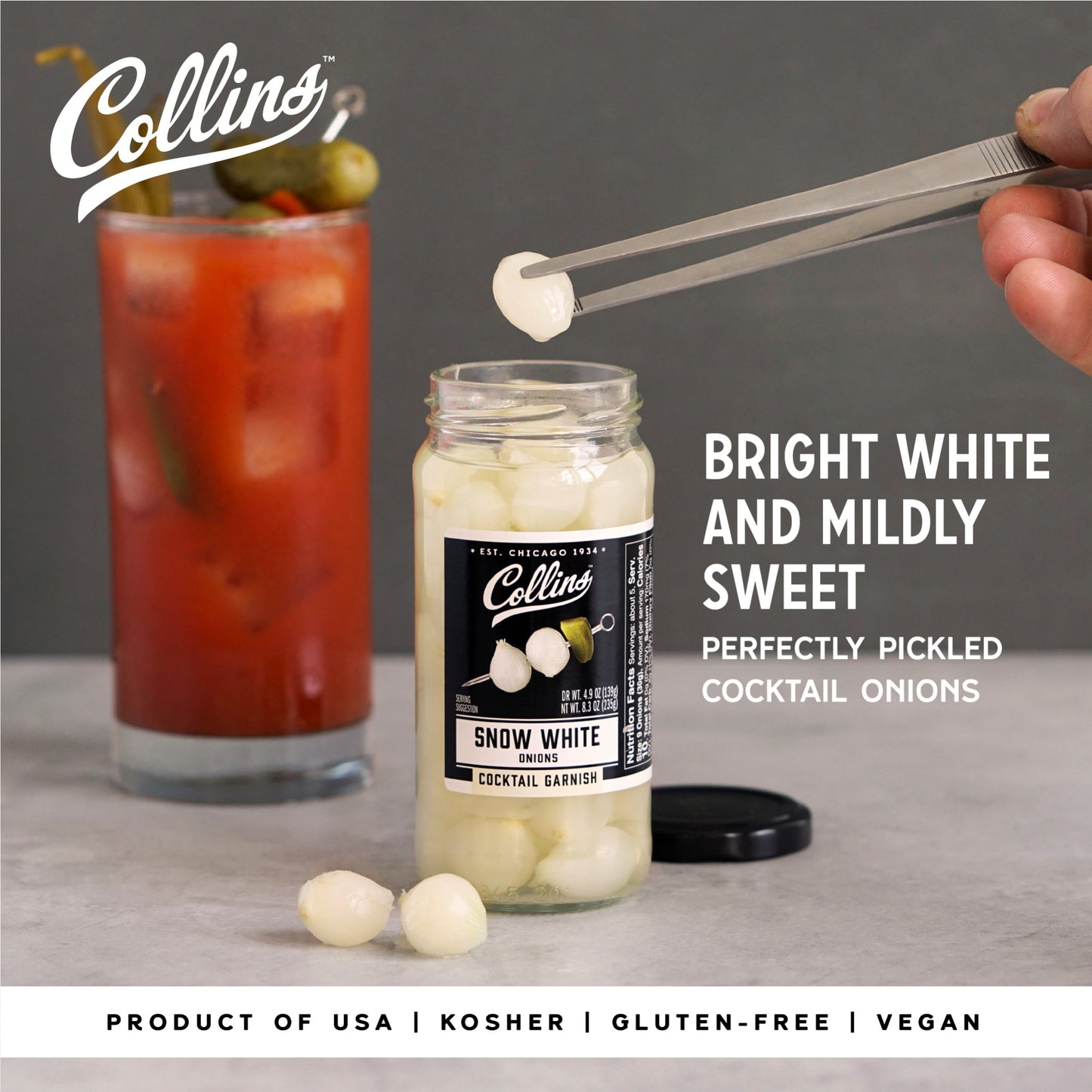 8 oz. Snow White Cocktail Onions by Collins