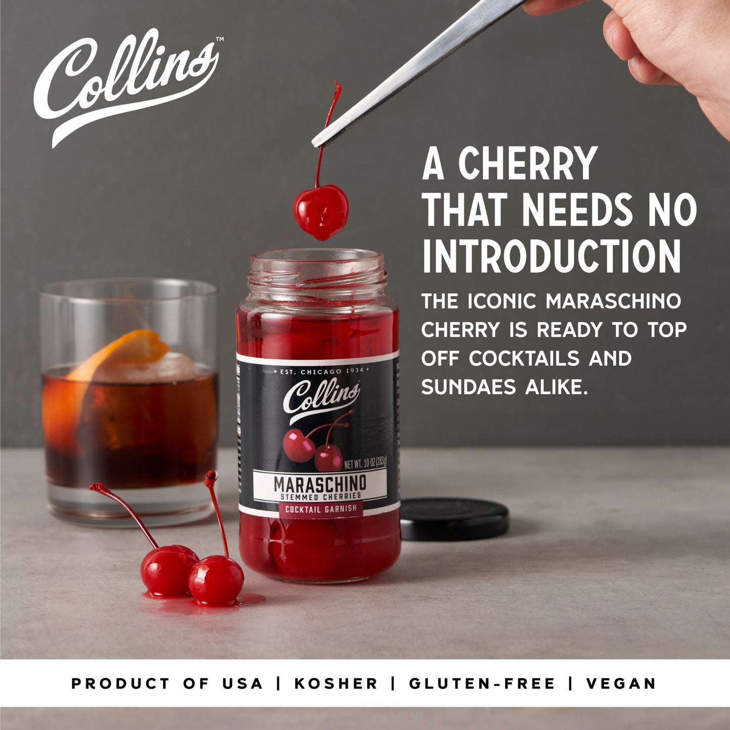 10 oz. Stemmed Cocktail Cherries - 6 Pack