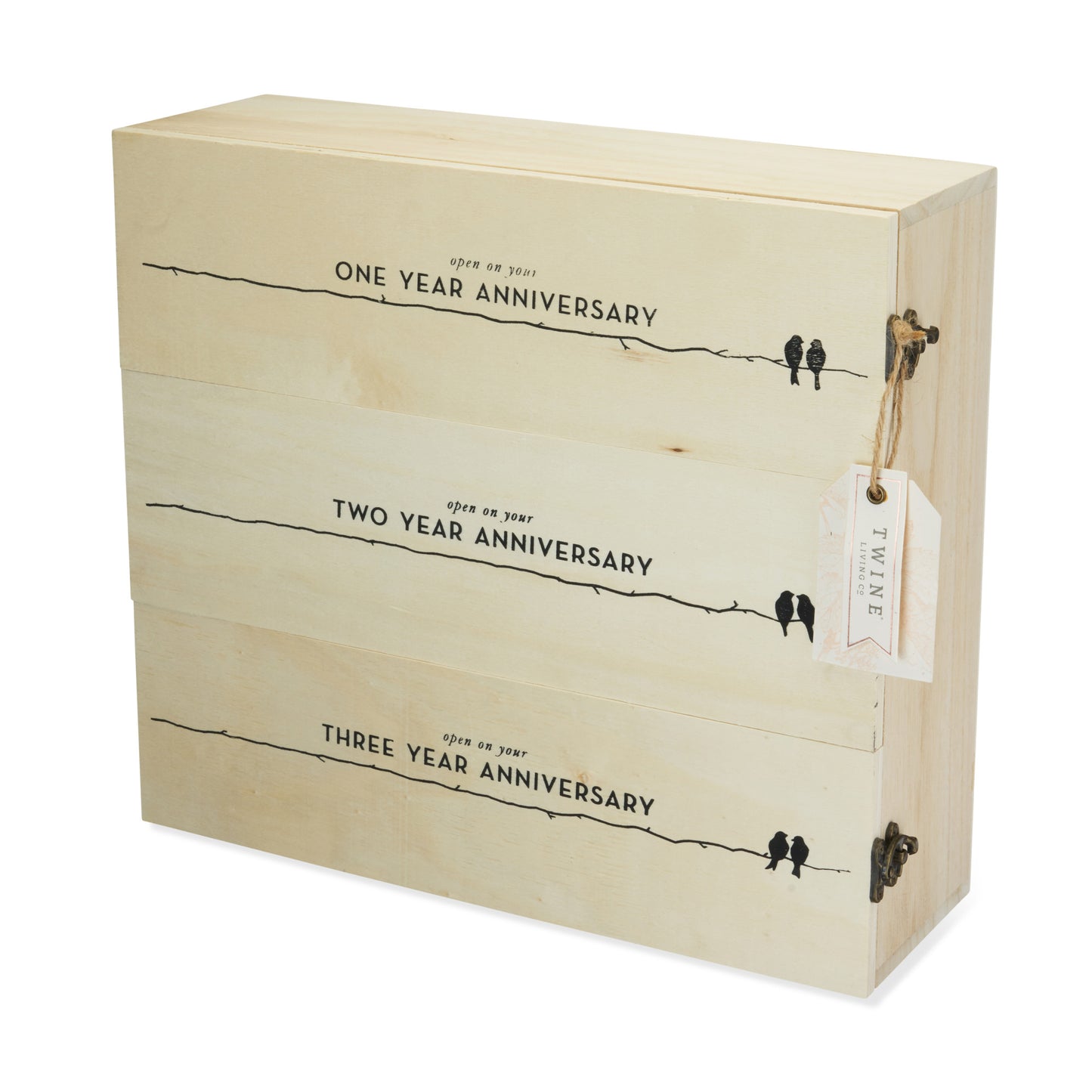 Newlywed's Anniversary Wooden Wine Box by Twine®