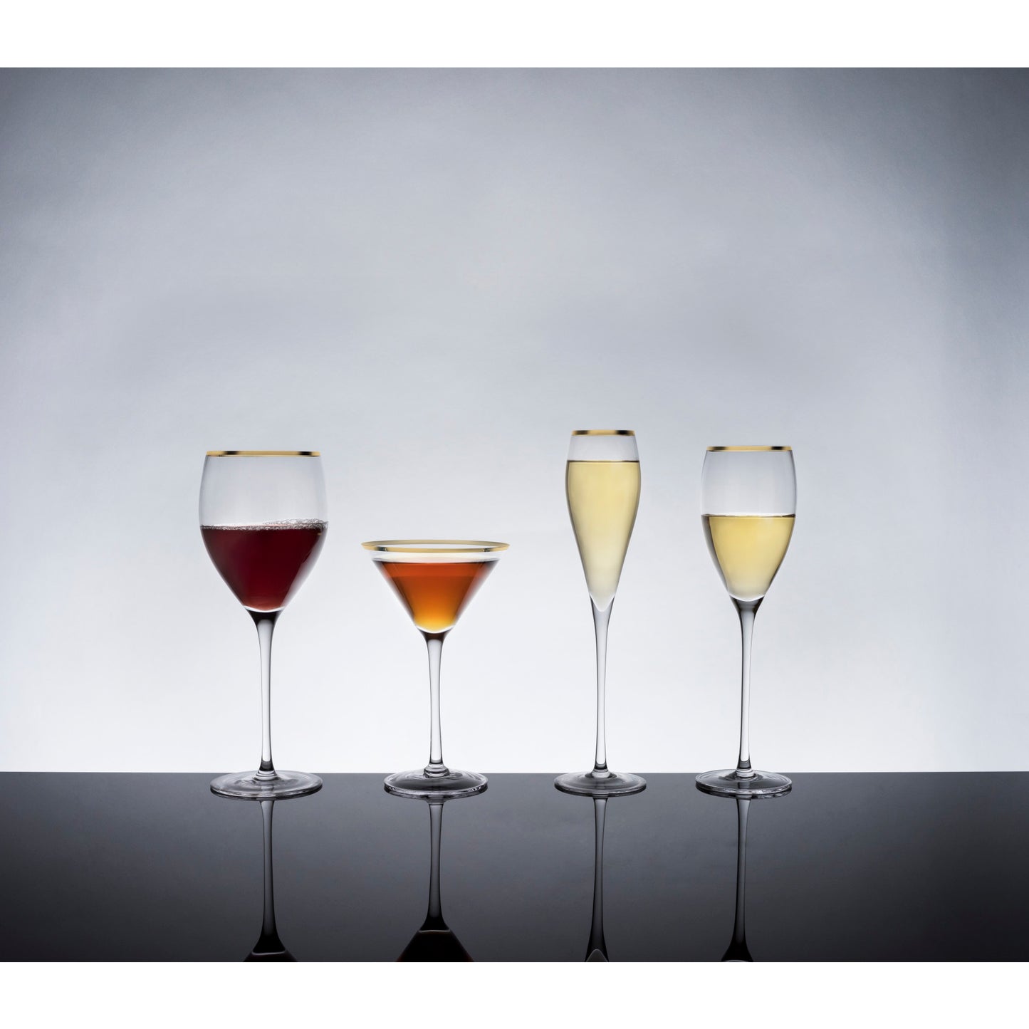 Gold-Rimmed Crystal Champagne Flutes