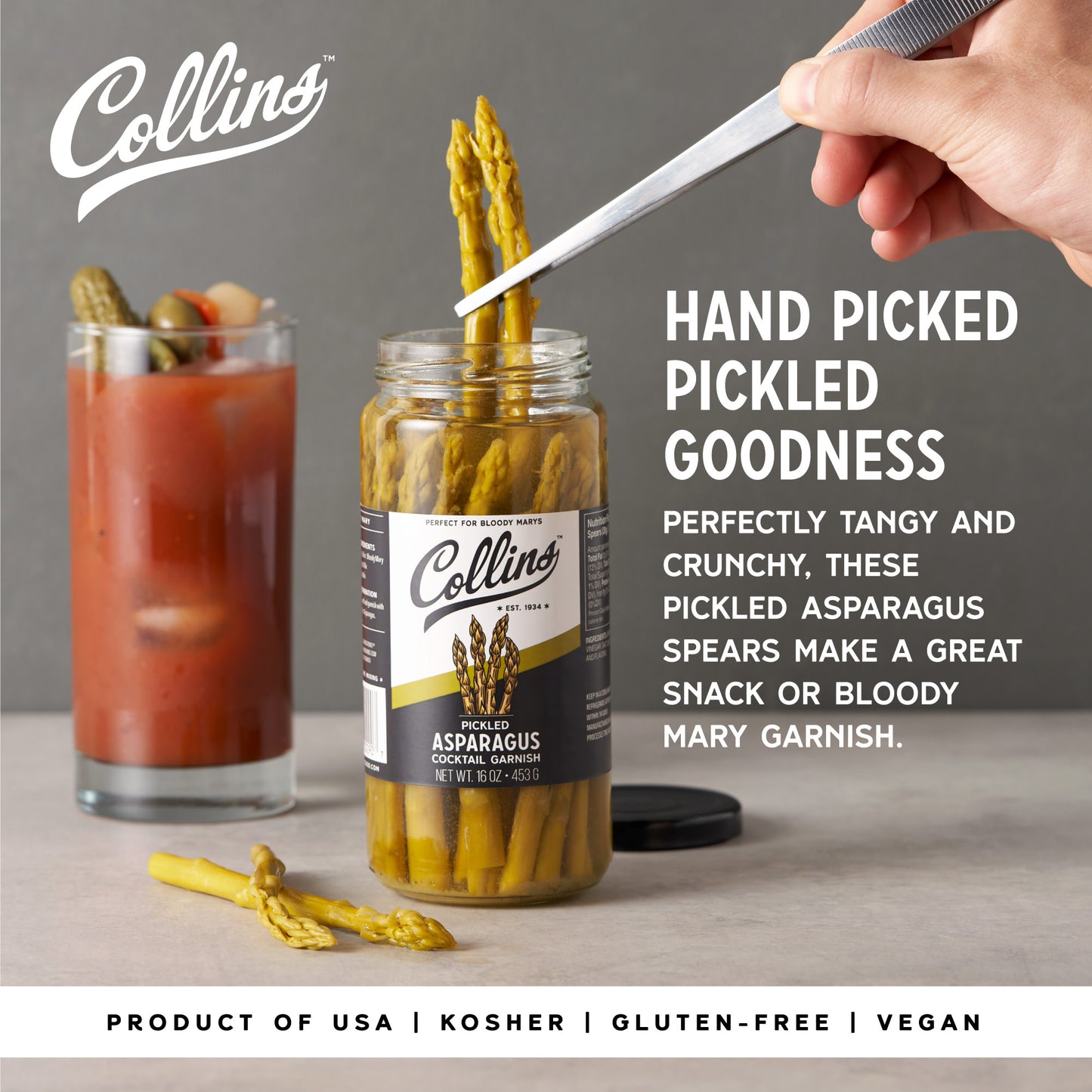 16 oz. Gourmet Pickled Asparagus by Collins