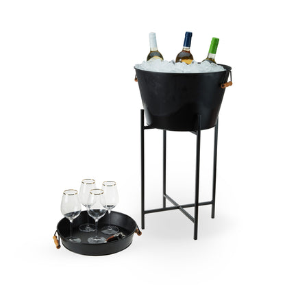 Black Beverage Tub with Stand & Tray by Twine Living®