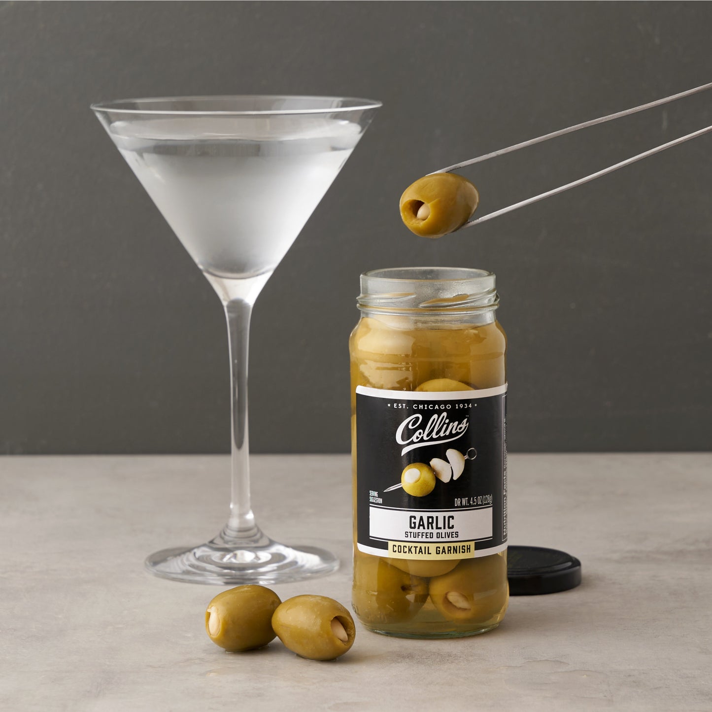 4.5 oz. Garlic Cocktail Olives
