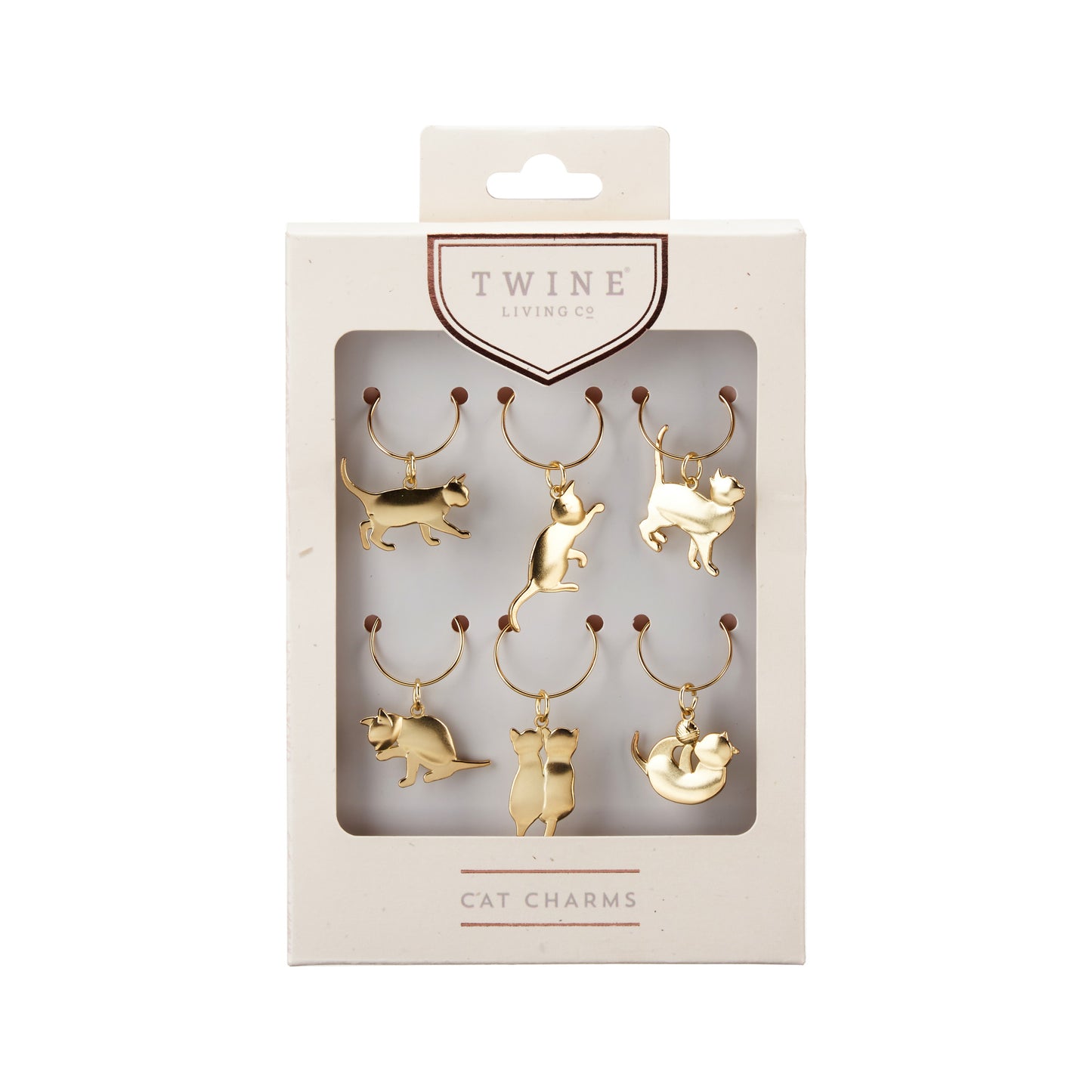 Gold Cat Wine Charms
