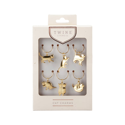 Gold Cat Wine Charms