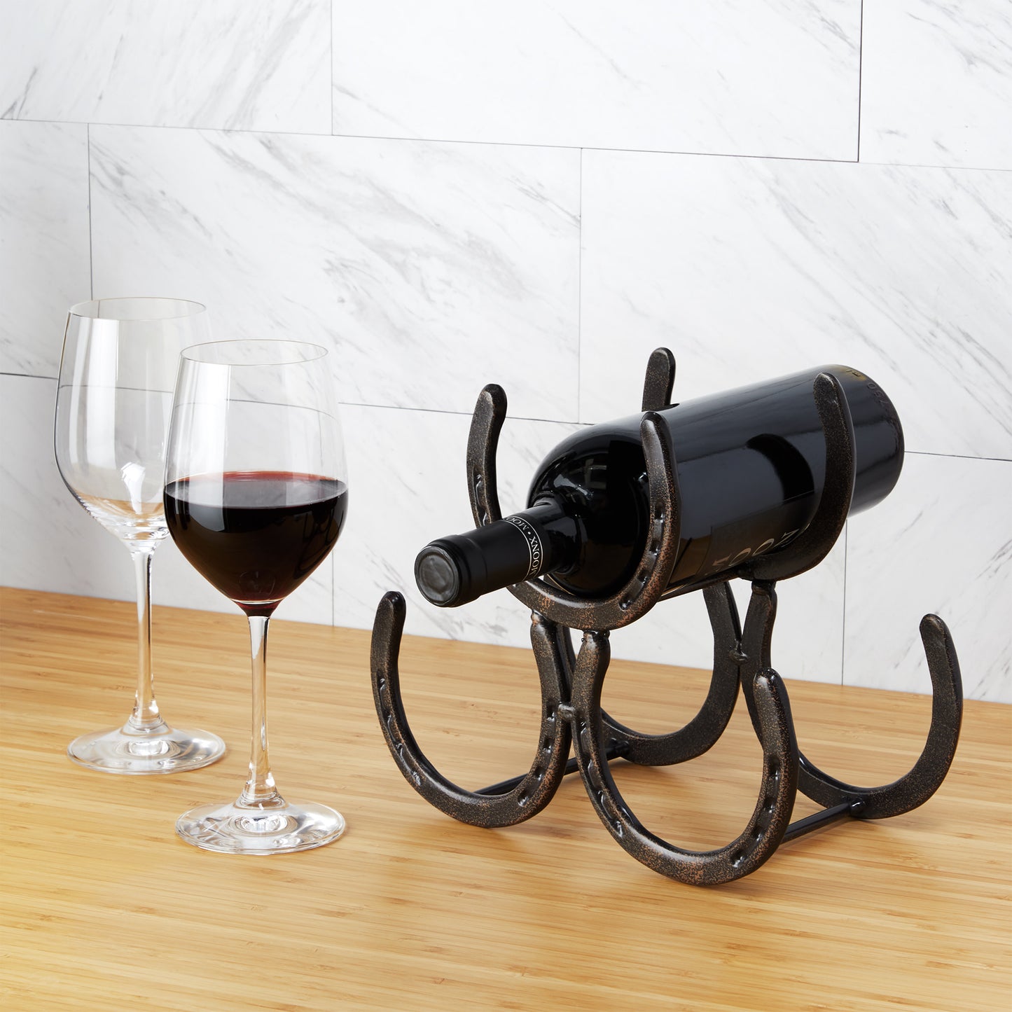 Horseshoe 3 Bottle Metal Wine Rack