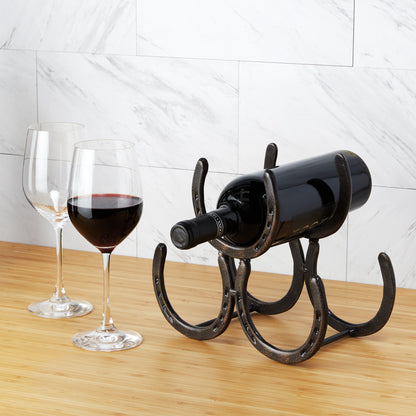 Horseshoe 3 Bottle Metal Wine Rack