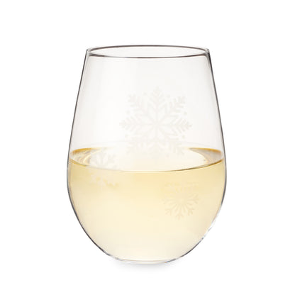 Scattered Snowflakes Stemless Wine Glass