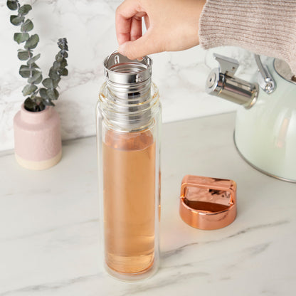 Dylan™ Rose Gold Glass Travel Infuser Mug