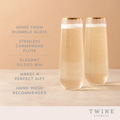 Gilded Stemless Champagne Flute Set by Twine