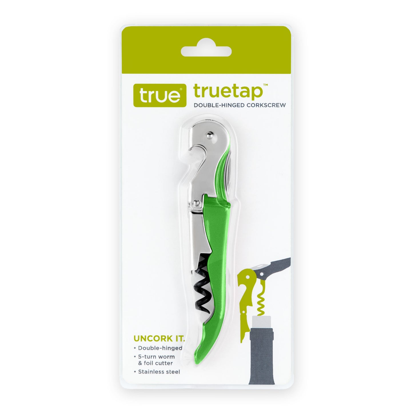 Truetap™: Double-Hinged Waiter's Corkscrew in Lime