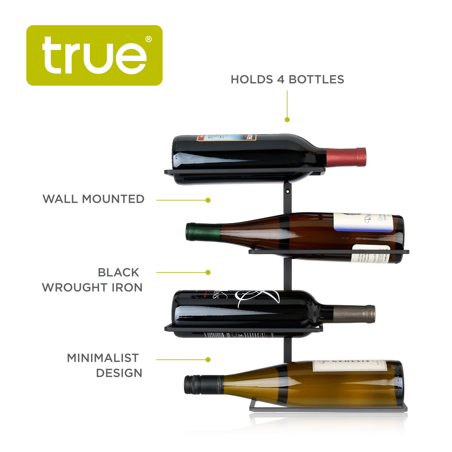 Four Bottle Wall Mounted Wine Rack