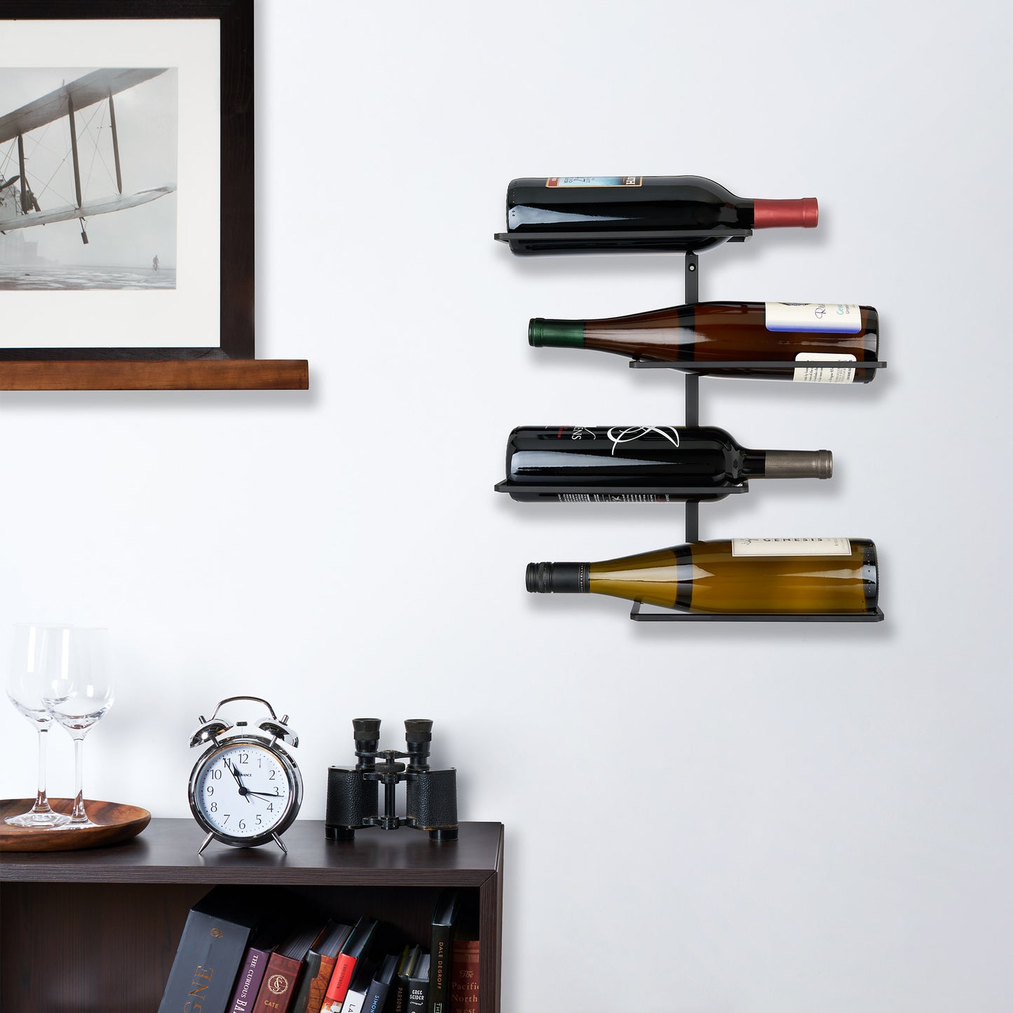 Four Bottle Wall Mounted Wine Rack