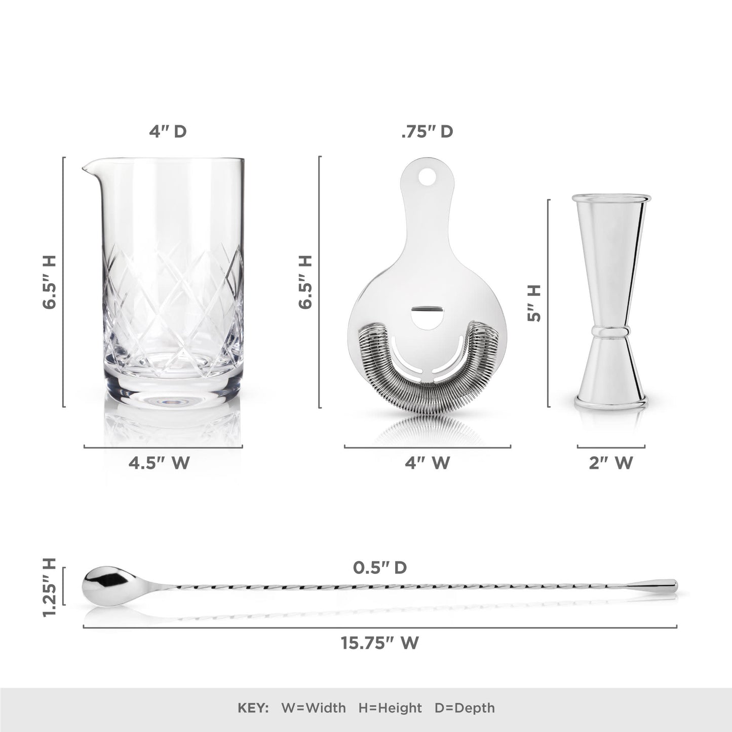 4-Piece Stainless Steel Mixologist Barware