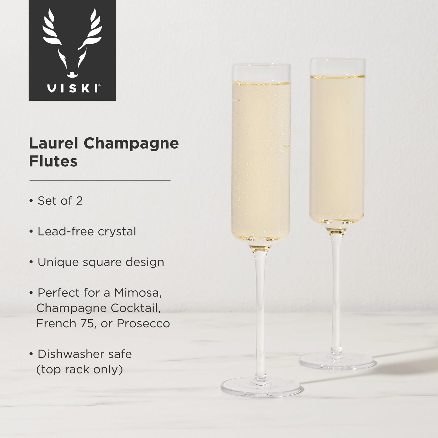 Laurel Crystal Champagne Flutes
