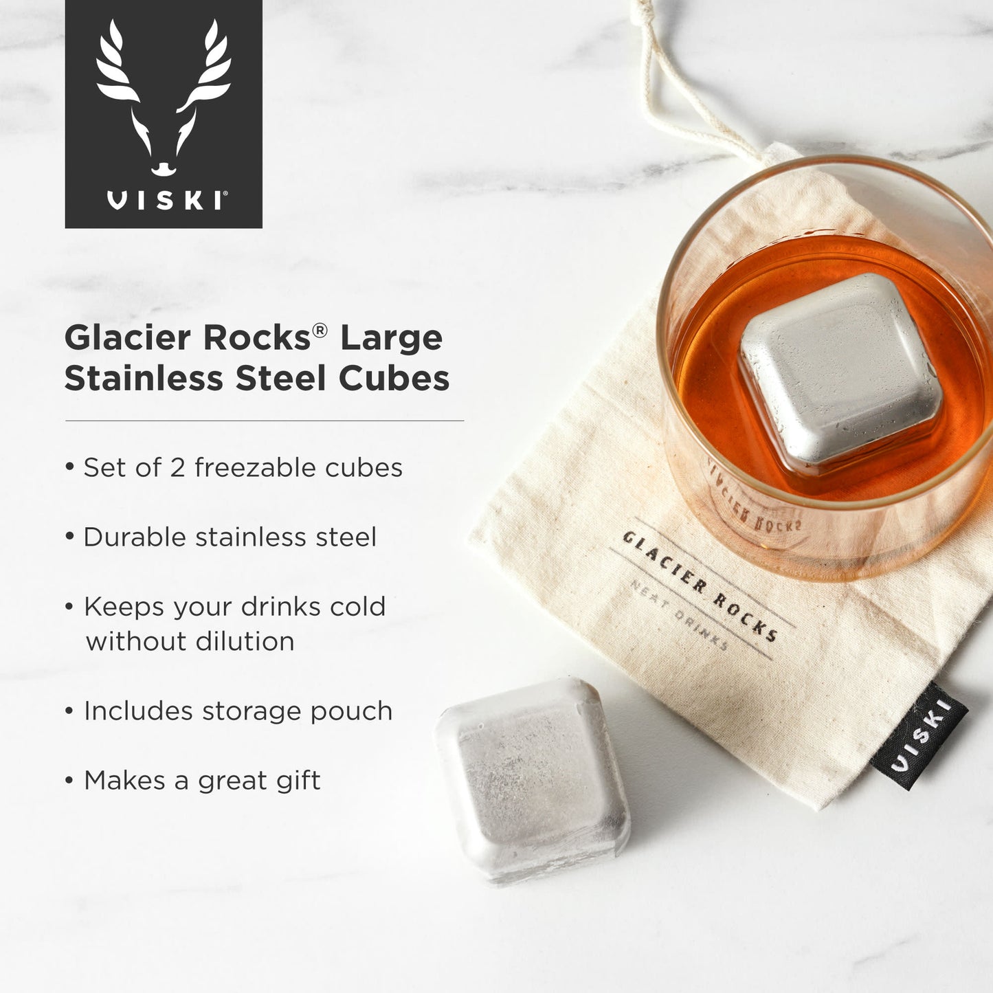 Glacier Rocks® Large Stainless Steel Cubes