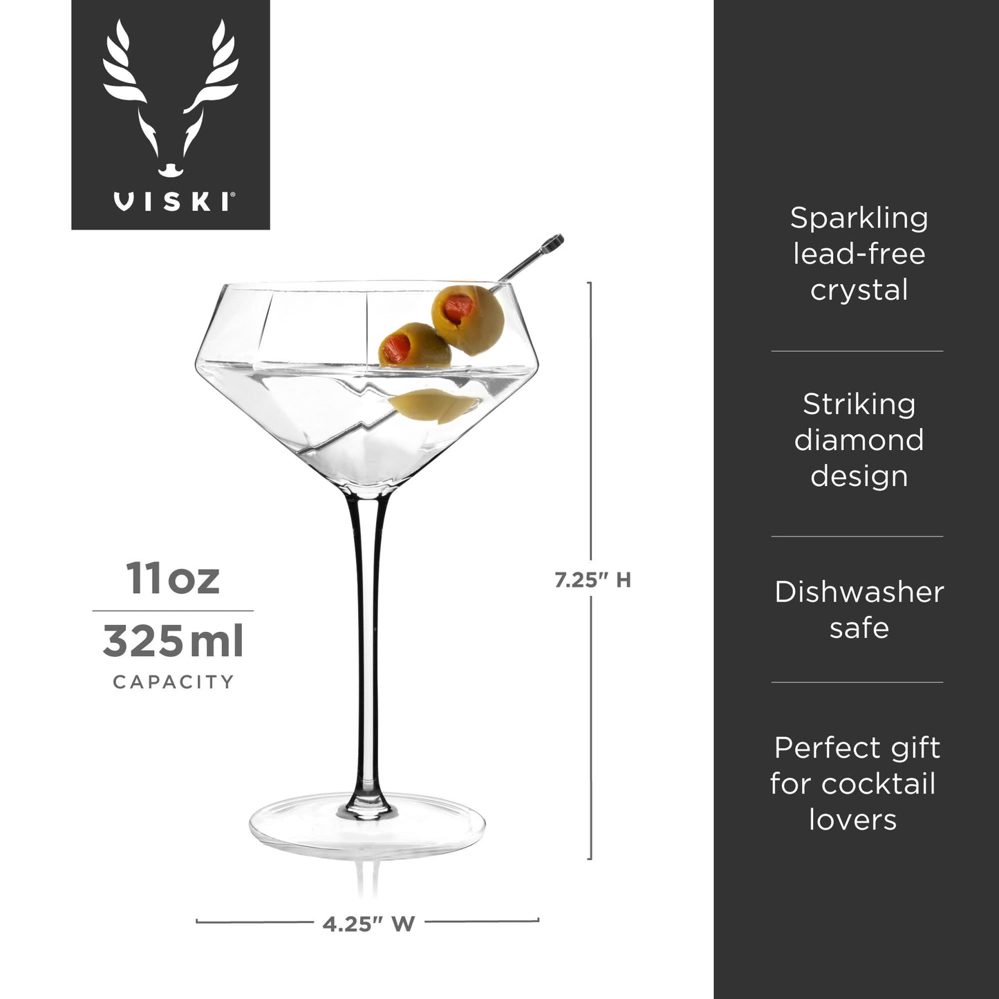 Seneca Diamond Martini Glasses