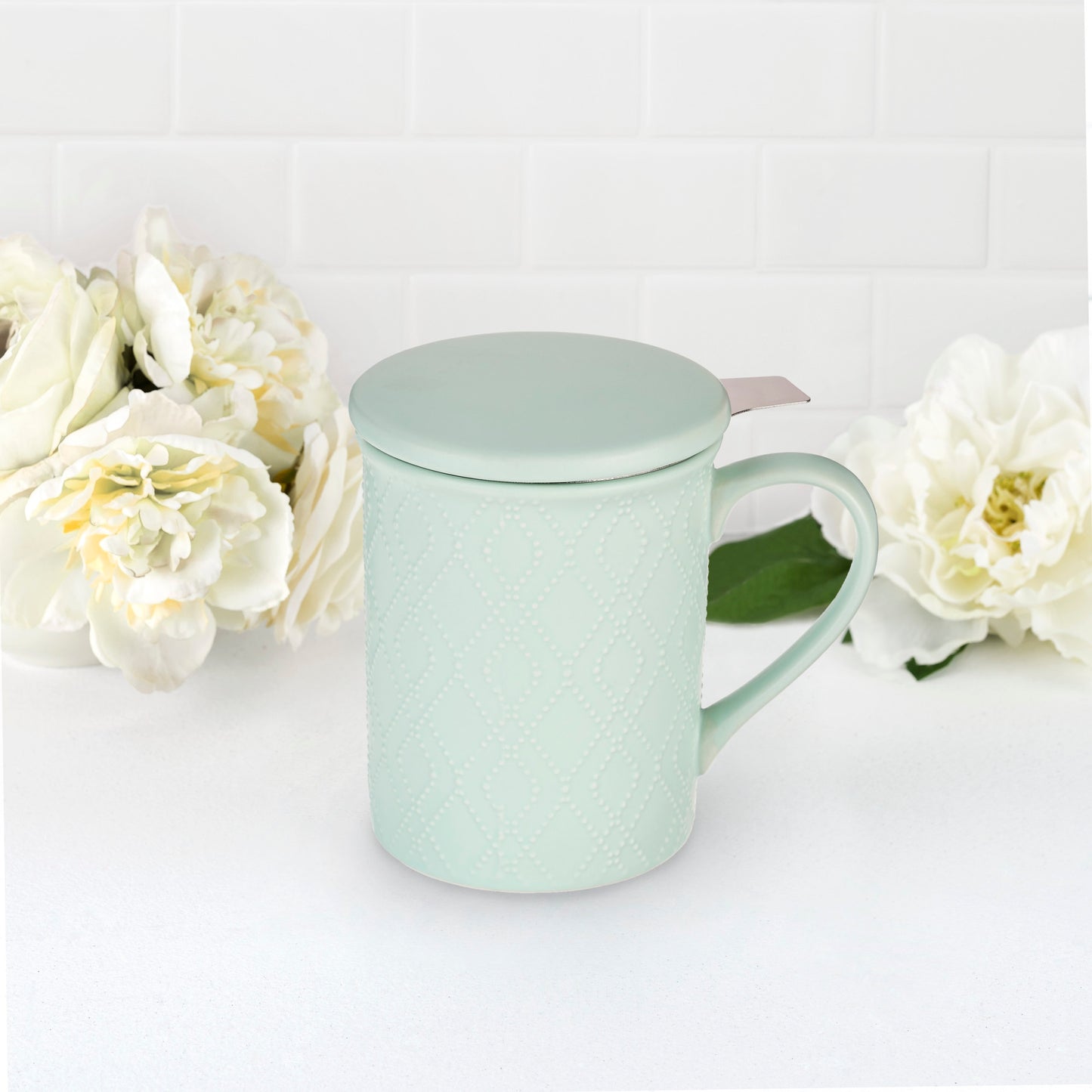 Annette™ Souk Mint Ceramic Tea Mug & Infuser by Pinky Up®