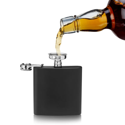 6 oz Matte Black Flask with Funnel