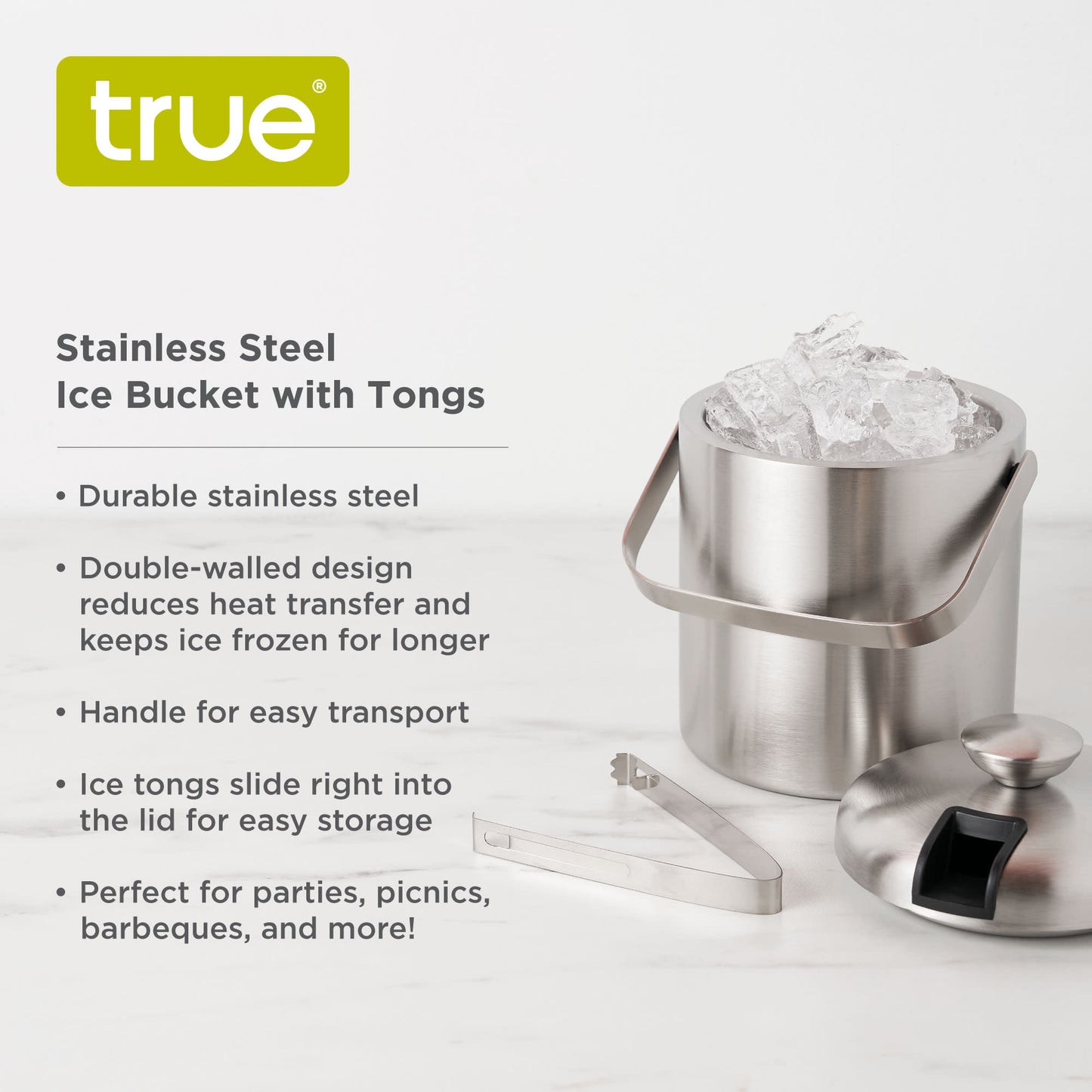 Stainless Steel Ice Bucket with Tongs by True