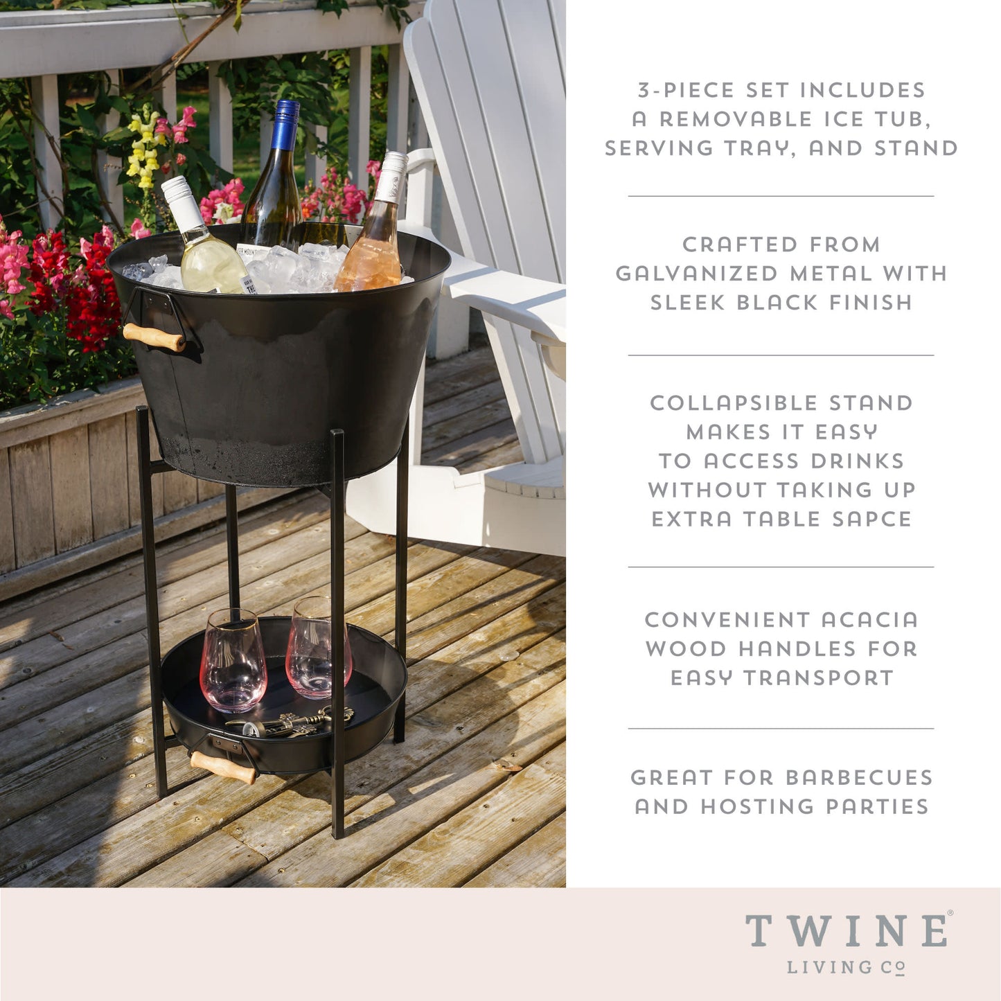 Black Beverage Tub with Stand & Tray by Twine Living®