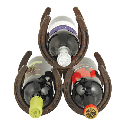 Horseshoe 3 Bottle Metal Wine Rack