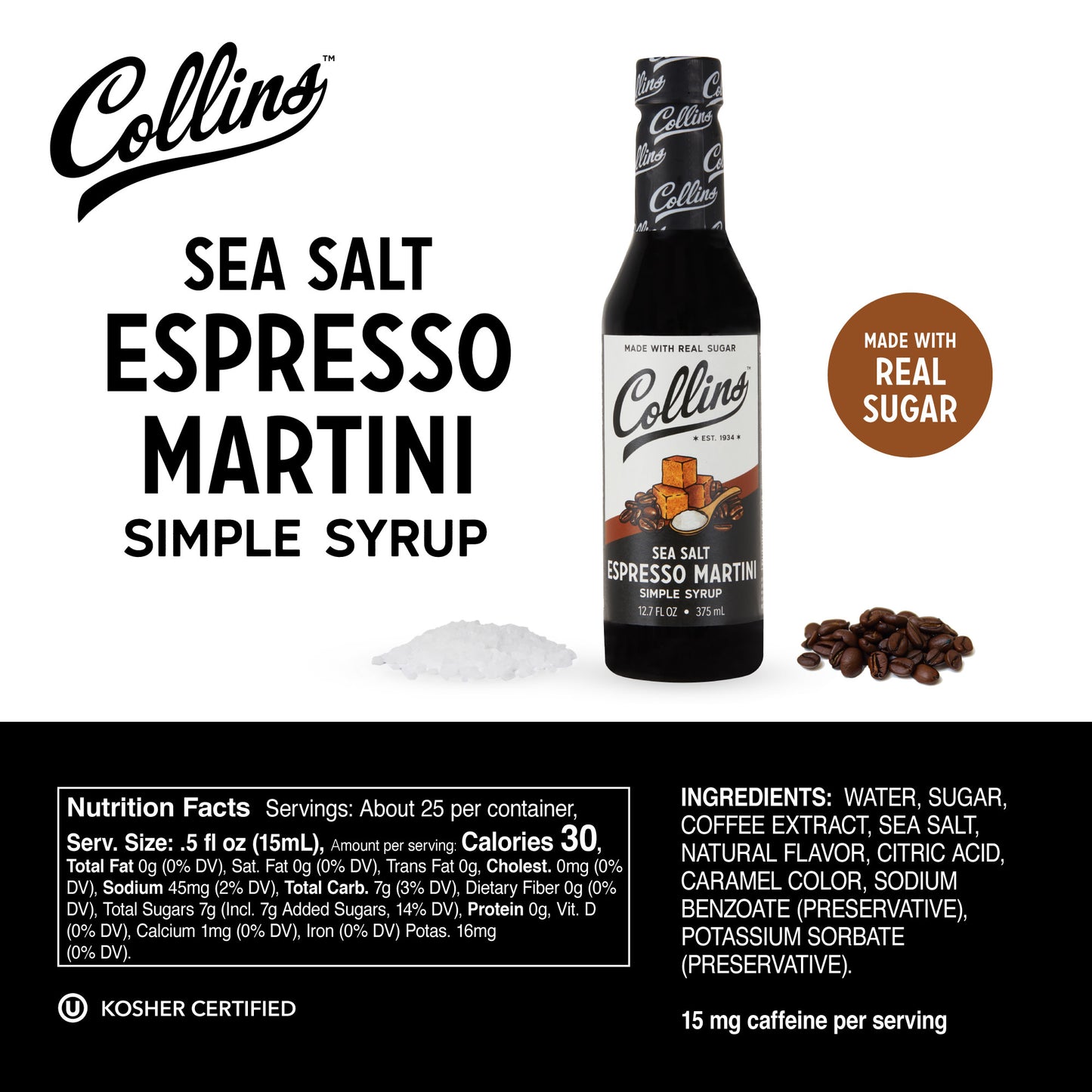 12.7oz. Sea Salt Espresso Martini Syrup - Pack of 12