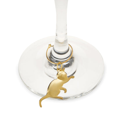 Gold Cat Wine Charms