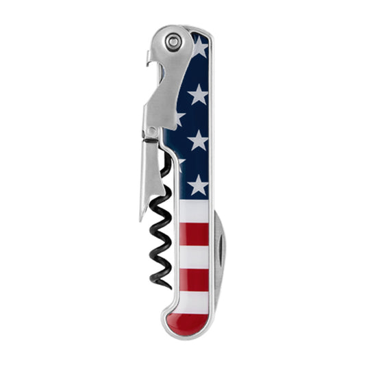 American Flag Stainless Steel Corkscrew