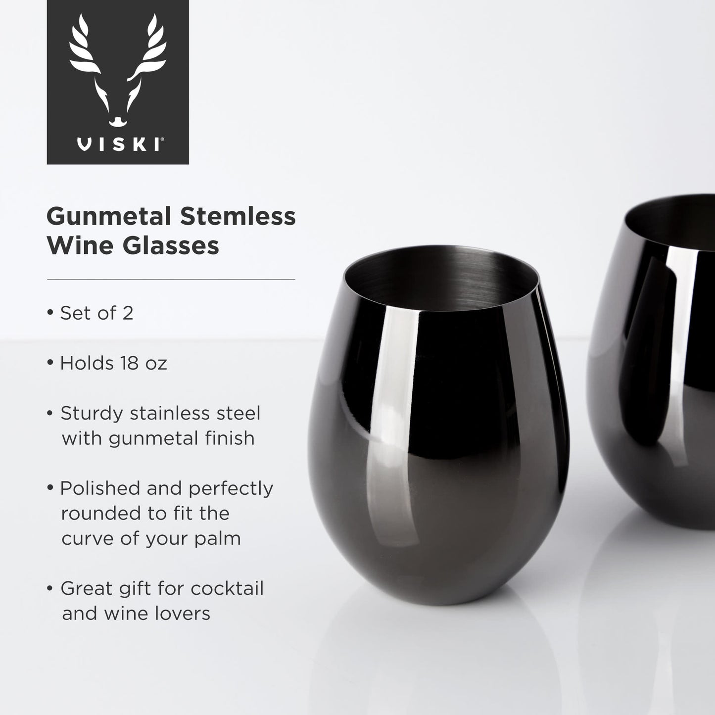 Gunmetal Stemless Wine Glasses