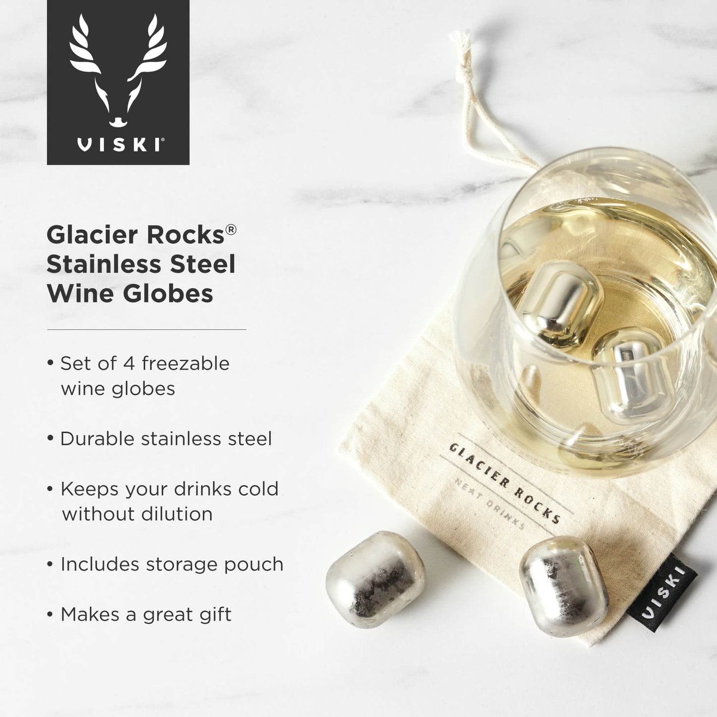 Glacier Rocks® Stainless Steel Wine Globes