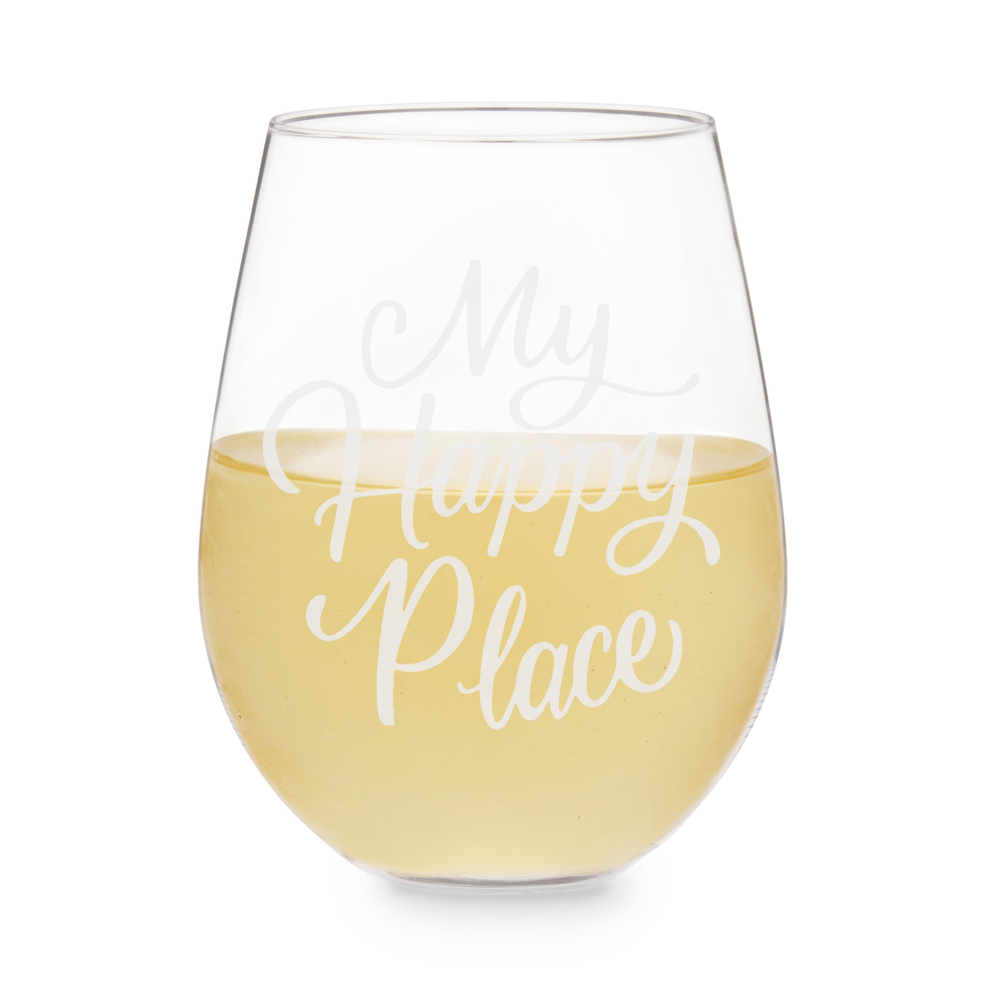My Happy Place Stemless Wine Glass - Mixologist Warehouse