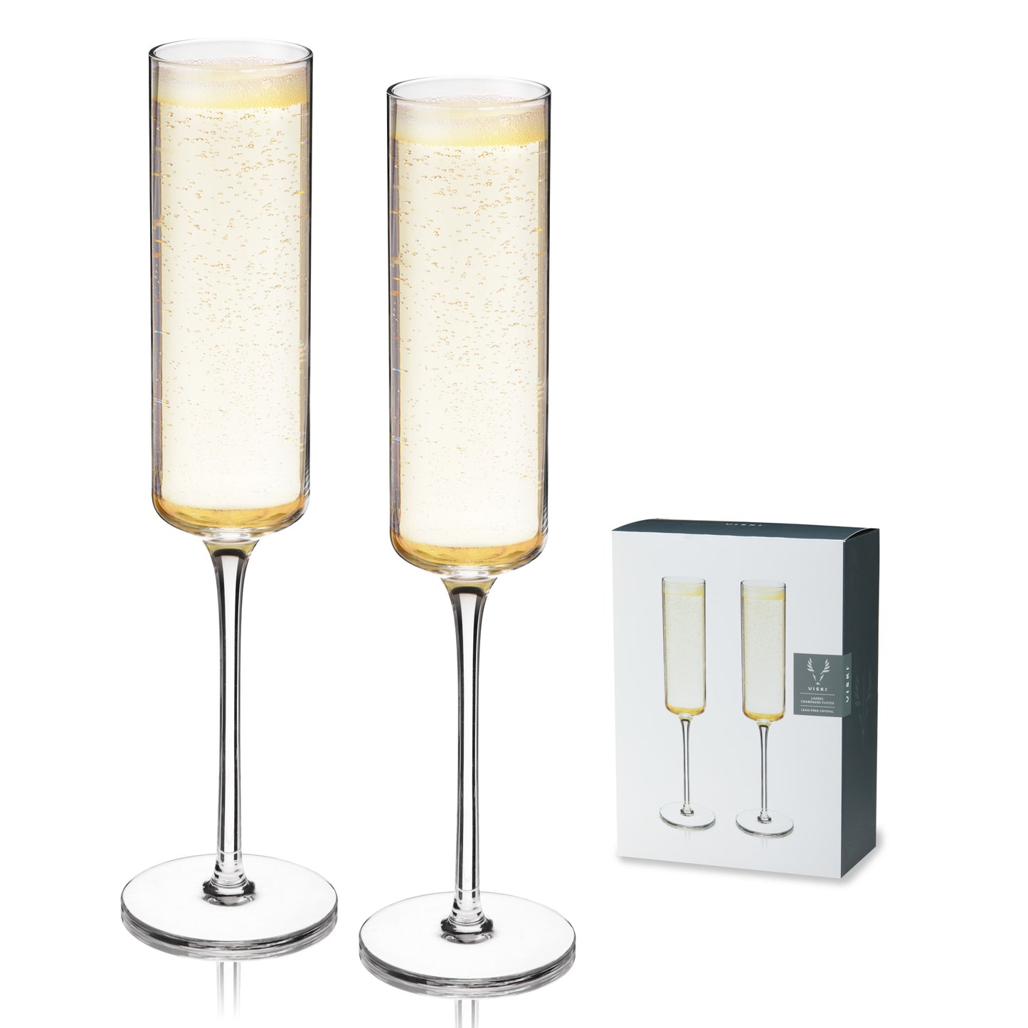 Laurel Crystal Champagne Flutes