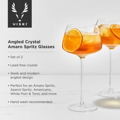 Angled Crystal Amaro Spritz Glasses