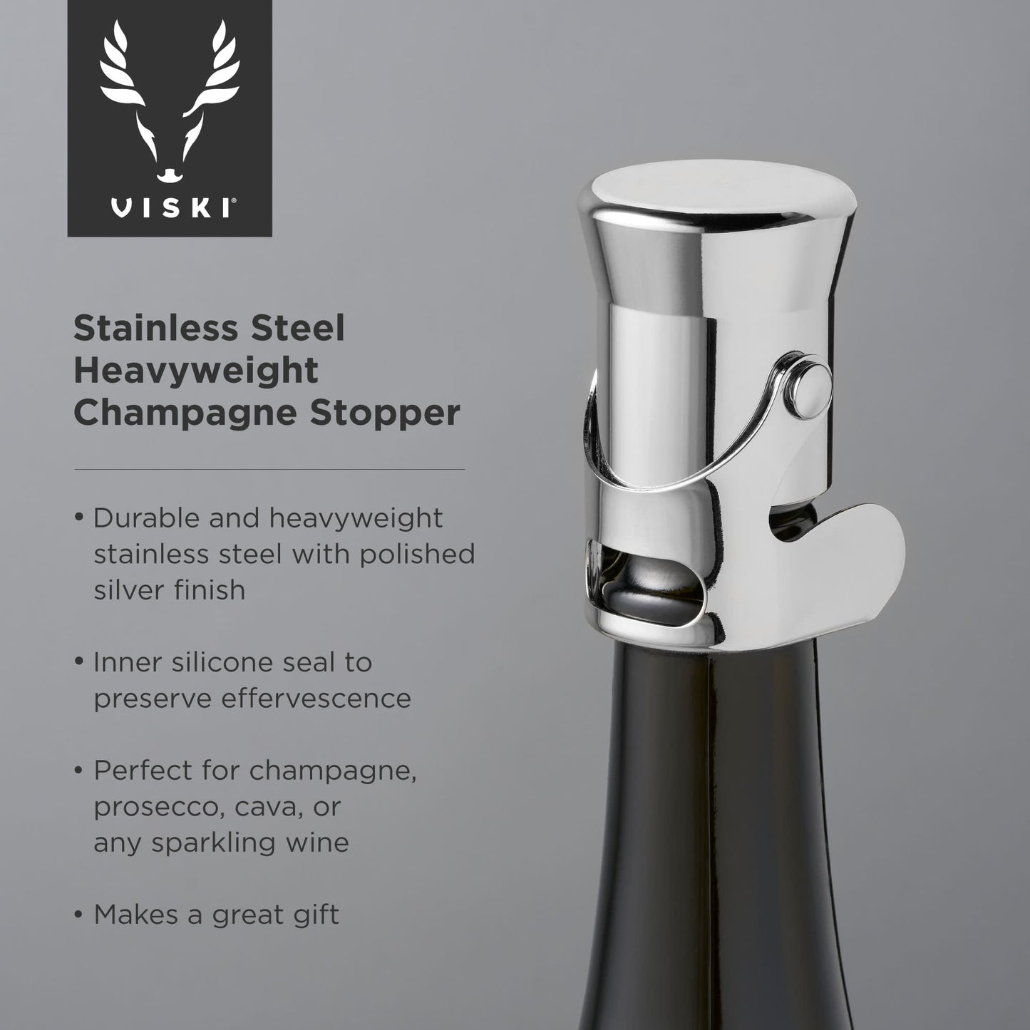 Stainless Steel Heavyweight Champagne Stopper by Viski®