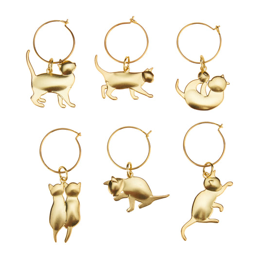 Gold Cat Wine Charms