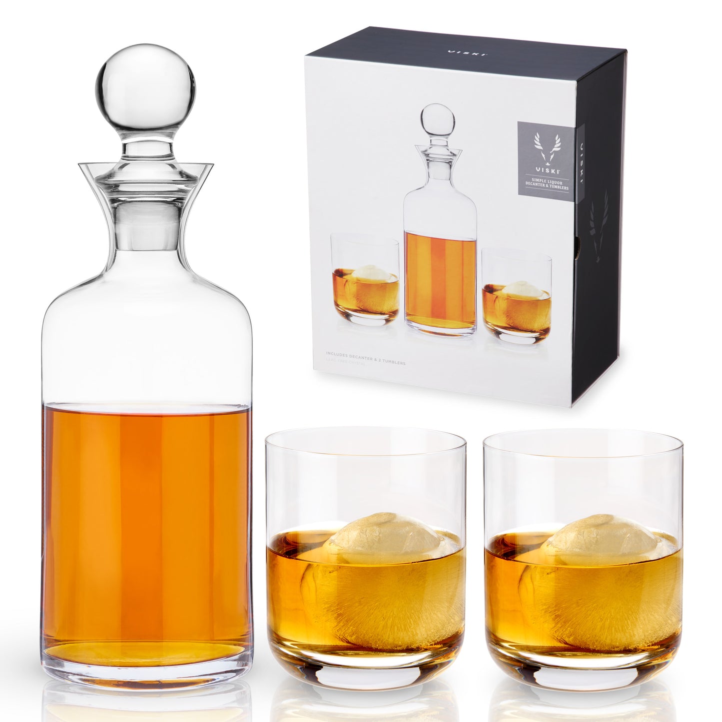 Raye Modern Crystal Liquor Decanter and Tumbler Set Viski®