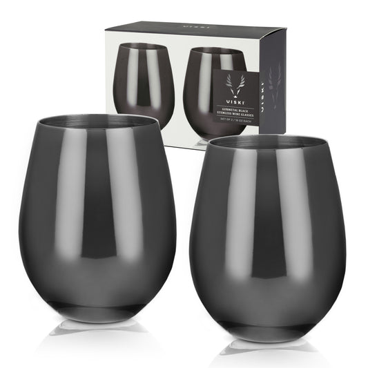 Gunmetal Stemless Wine Glasses