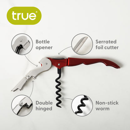 Truetap™: Double-Hinged Waiter's Corkscrew in Metallic Red