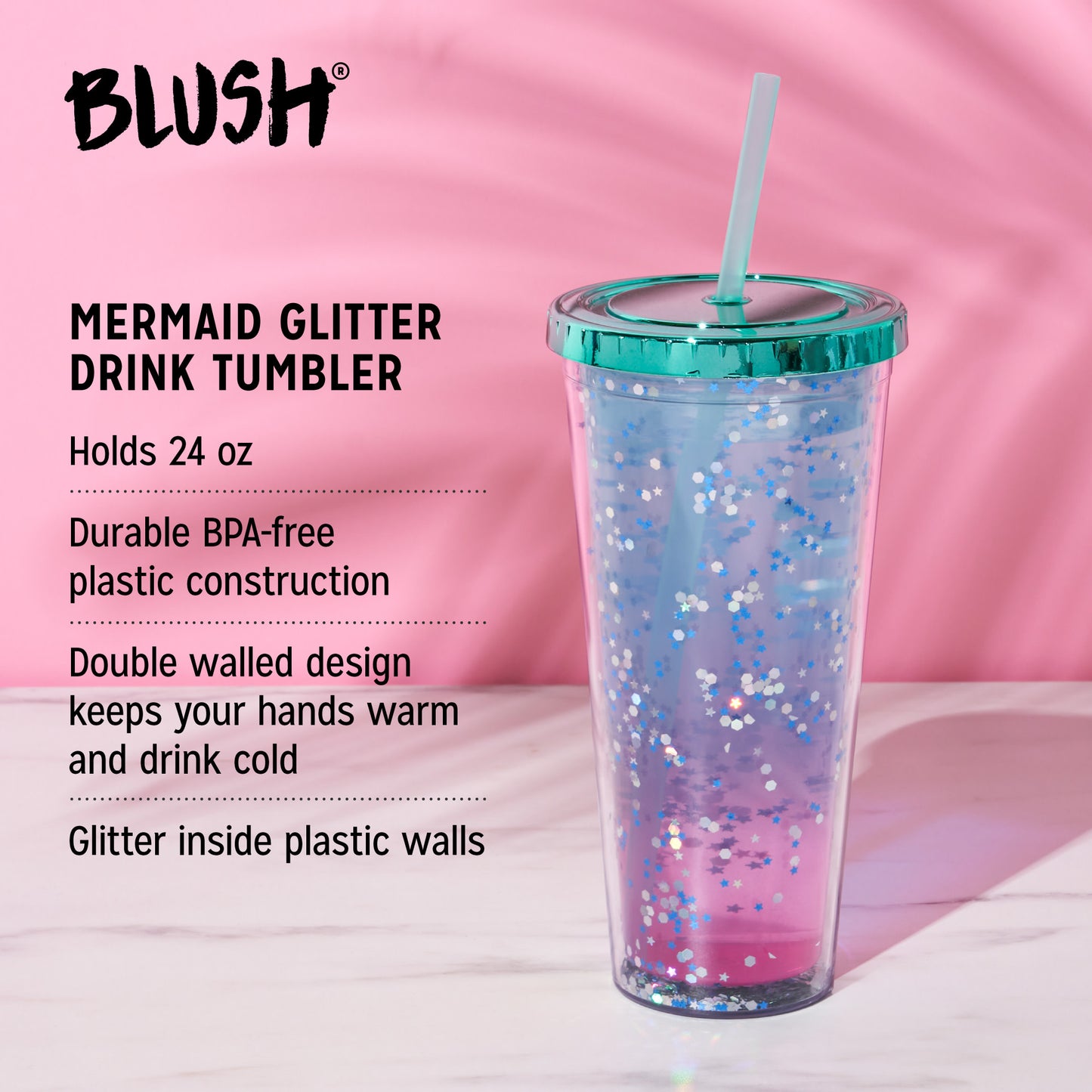 Mermaid Glitter Drink Tumbler