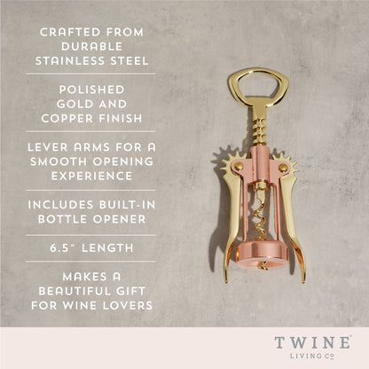 Copper and Gold Winged Corkscrew by Twine®