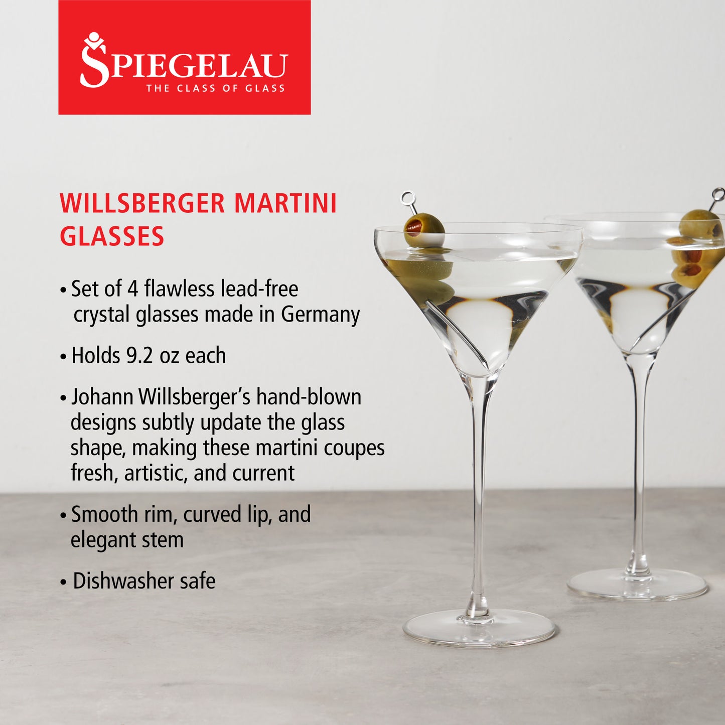 Spiegelau 9.2 oz Willsberger Martini Glass Set