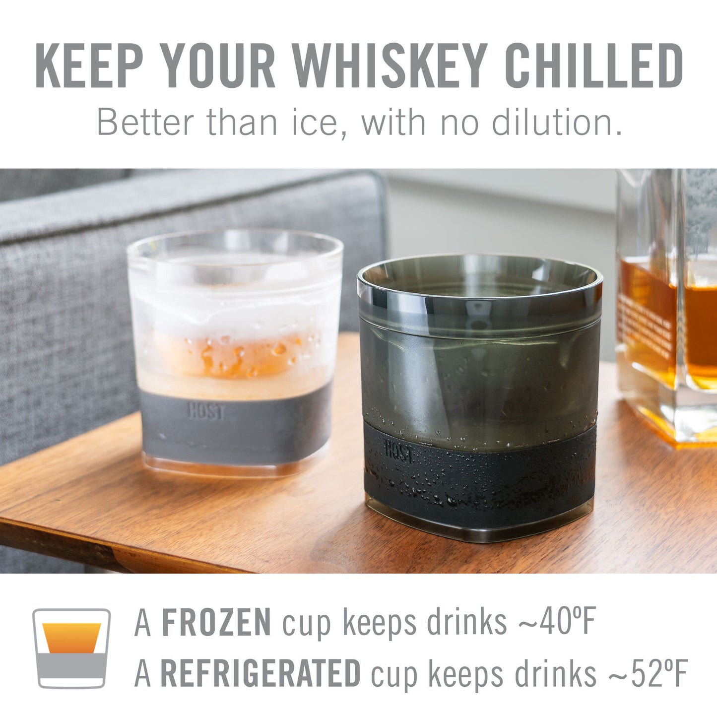 Whiskey FREEZE™ Cooling Cup in Smoke (set of 2) by HOST®